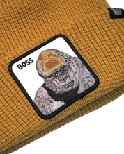Goorin Bros. Cappello Beanie Hat Cuffia Con Patch Frontale E Logo Su Lato Marrone Unisex