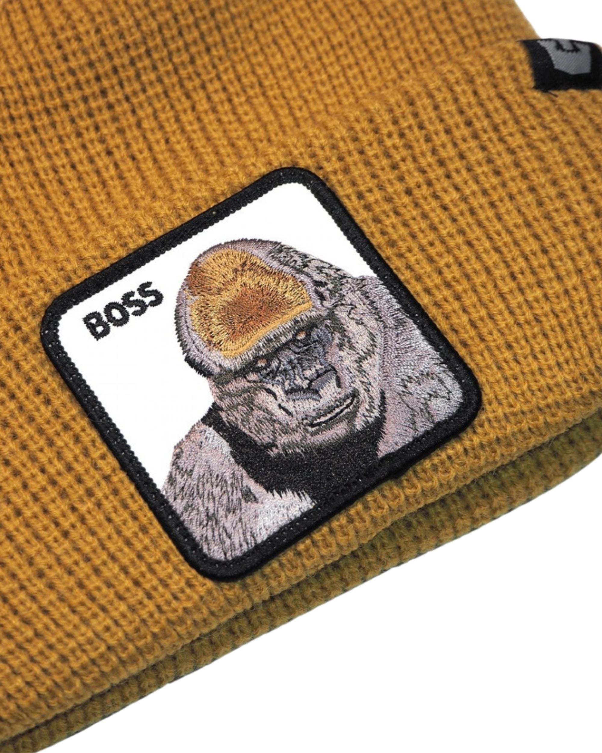 Goorin Bros. Cappello Beanie Hat Cuffia Con Patch Frontale E Logo Su Lato Marrone Unisex