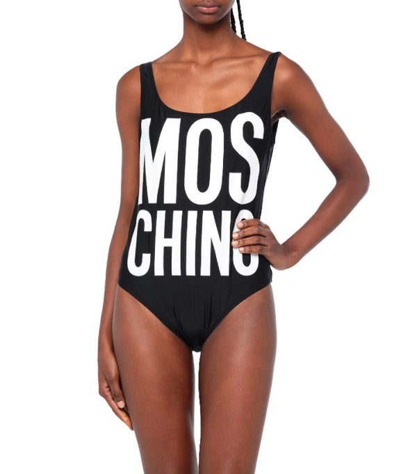 Moschino Swim One Piece Swimsuit with Black Writing