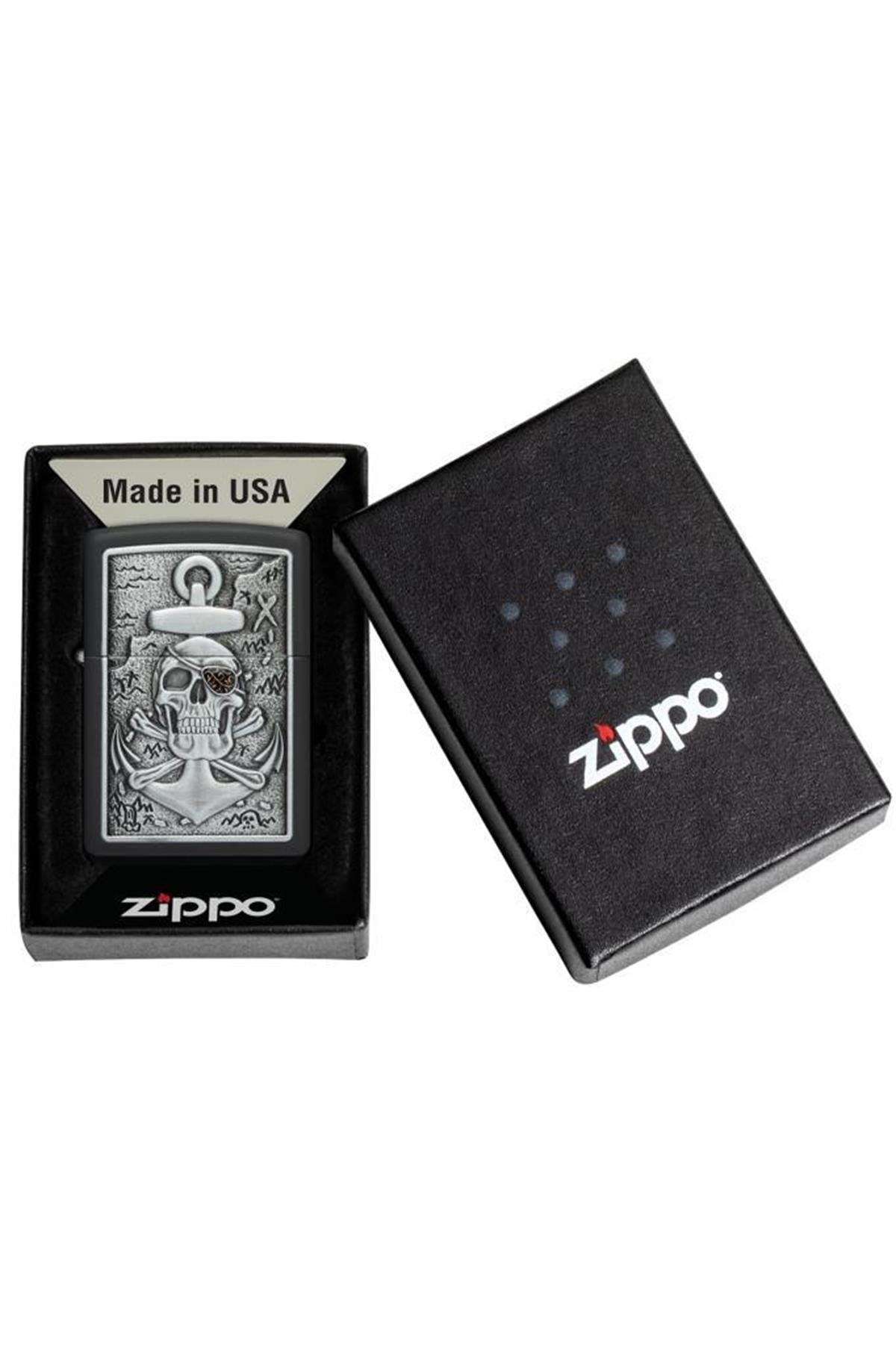 Zippo Techio Pirate Anchor Plaque Black Unisex