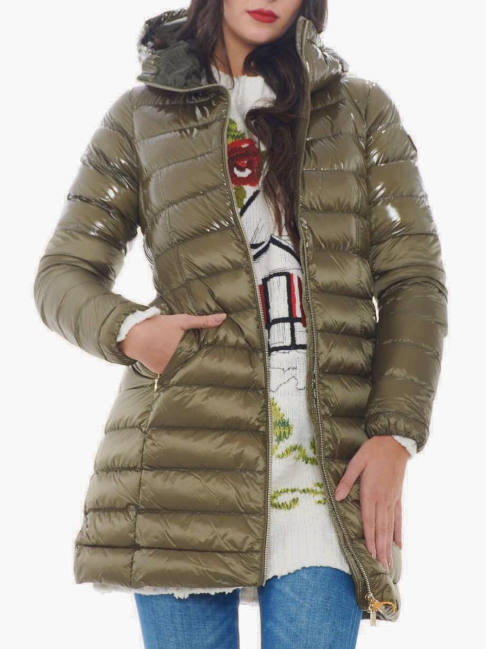 Ciesse Piumini Nikak Piumino Parka Giaccone Lungo Con Cappuccio