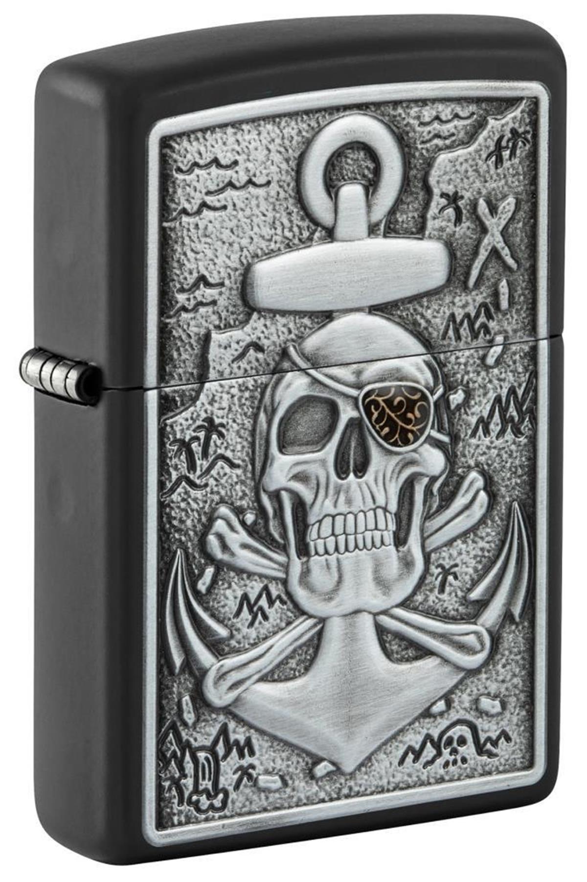 Zippo Techio Pirate Anchor Plaque Black Unisex
