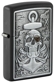 Zippo Techio Pirate Anchor Plaque Black Unisex