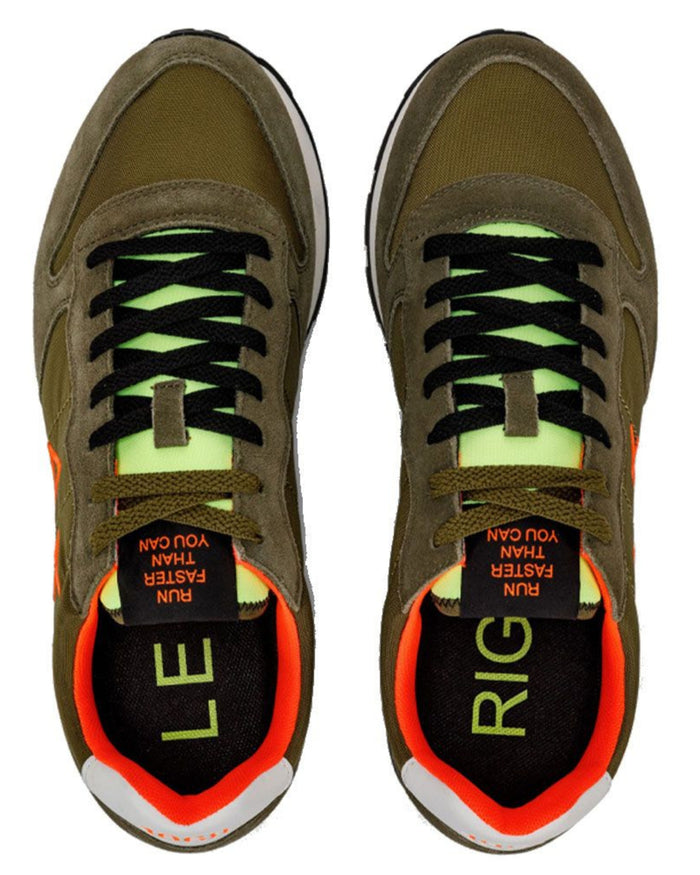 Sun68 Sneaker Tom Fluo Pelle/Tessuto Verde Militare 4