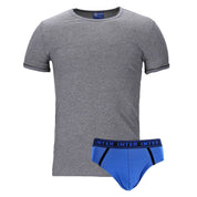 Completo set intimo slip e maglietta t-shirt Inter Fc grigio Uomo