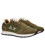 Sun68 Sneakers Tom Solid Tomaia in Pelle/Tessuto Verde Z34101