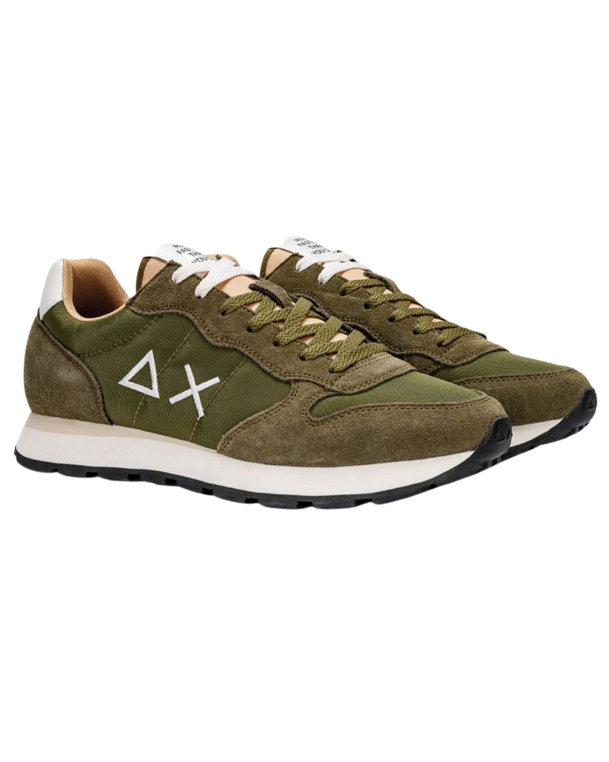 Sun68 Sneakers Tom Solid Tomaia in Pelle/Tessuto Verde Z34101