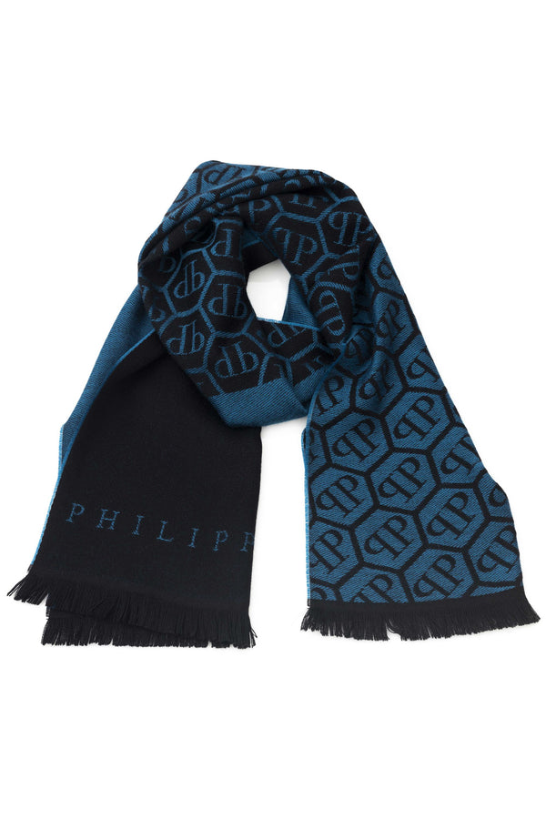 Philipp Plein Stola Logo All Over Blu
