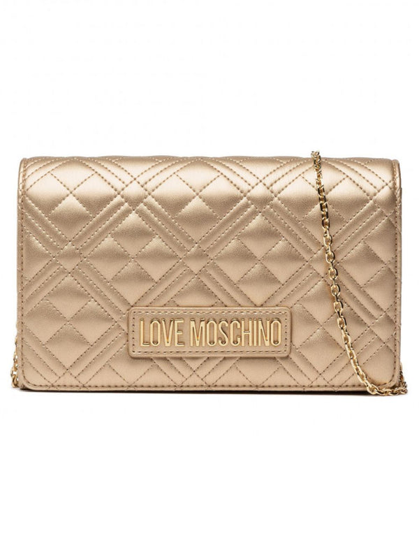 Love Moschino Quilted Evening Clutch Bag Gold