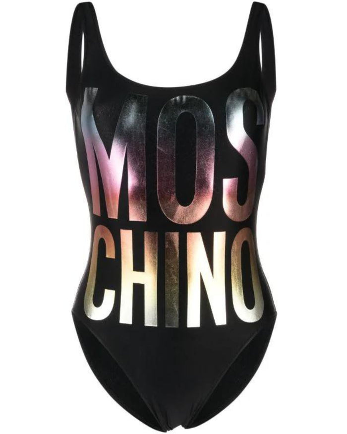 Moschino Swim Costume da Bagno Logo Arcobaleno Nero 1