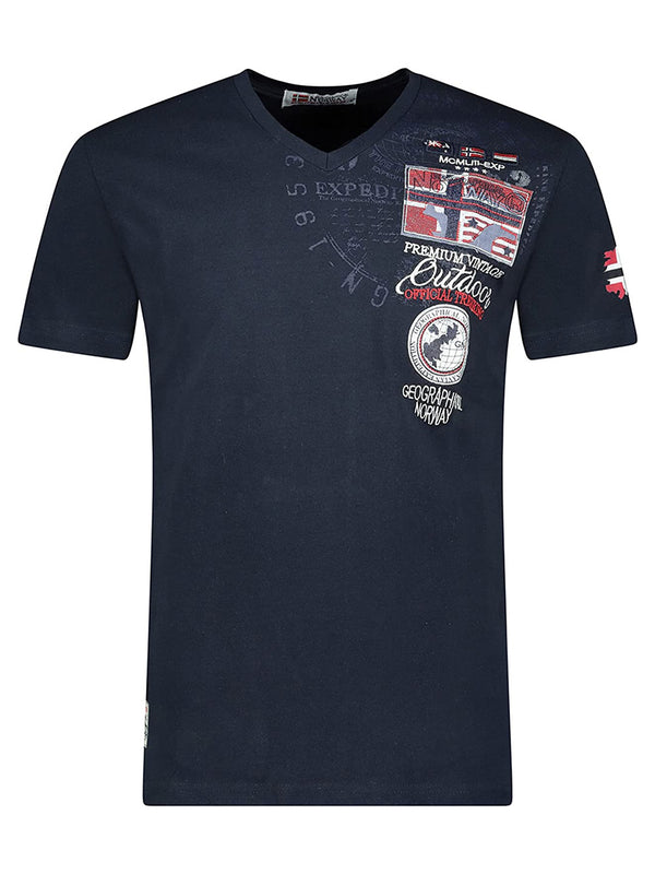 Geographical Norway Men's Blue Short Sleeve Shirt