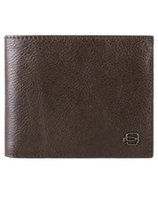 Piquadro Black Square Coin Purse With 6 Credit Card Slots 11cm Leather Tobacco Brown Men