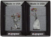 Zippo Antivento Ricaricabile Made In Usa Grigio Coppia scheletri