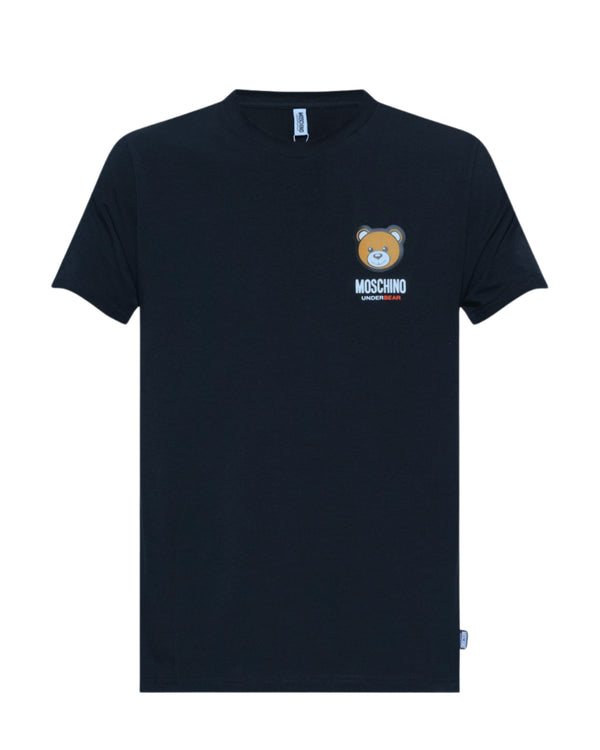 Moschino Underbear Logo Stretch Jersey Cotone Blu