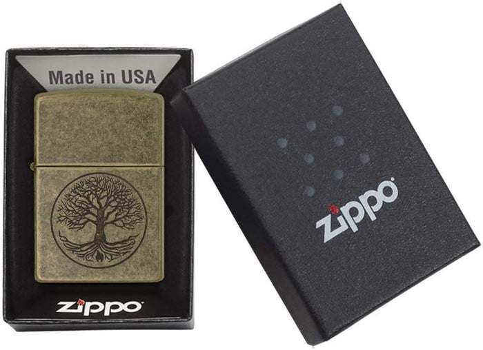 Zippo Antivento Ricaricabile Made In Usa Albero Della Vita Oro Unisex 5