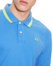 La Martina Polo Russell S/s Piquet Stretch Slim Fit Blue Men