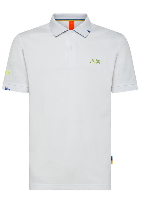 Sun68 Polo Logo Beach El in White Cotton