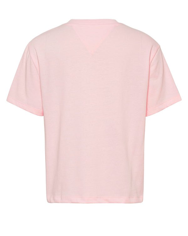 Tommy Jeans T-Shirt Badge Tee Cotone Rosa-2