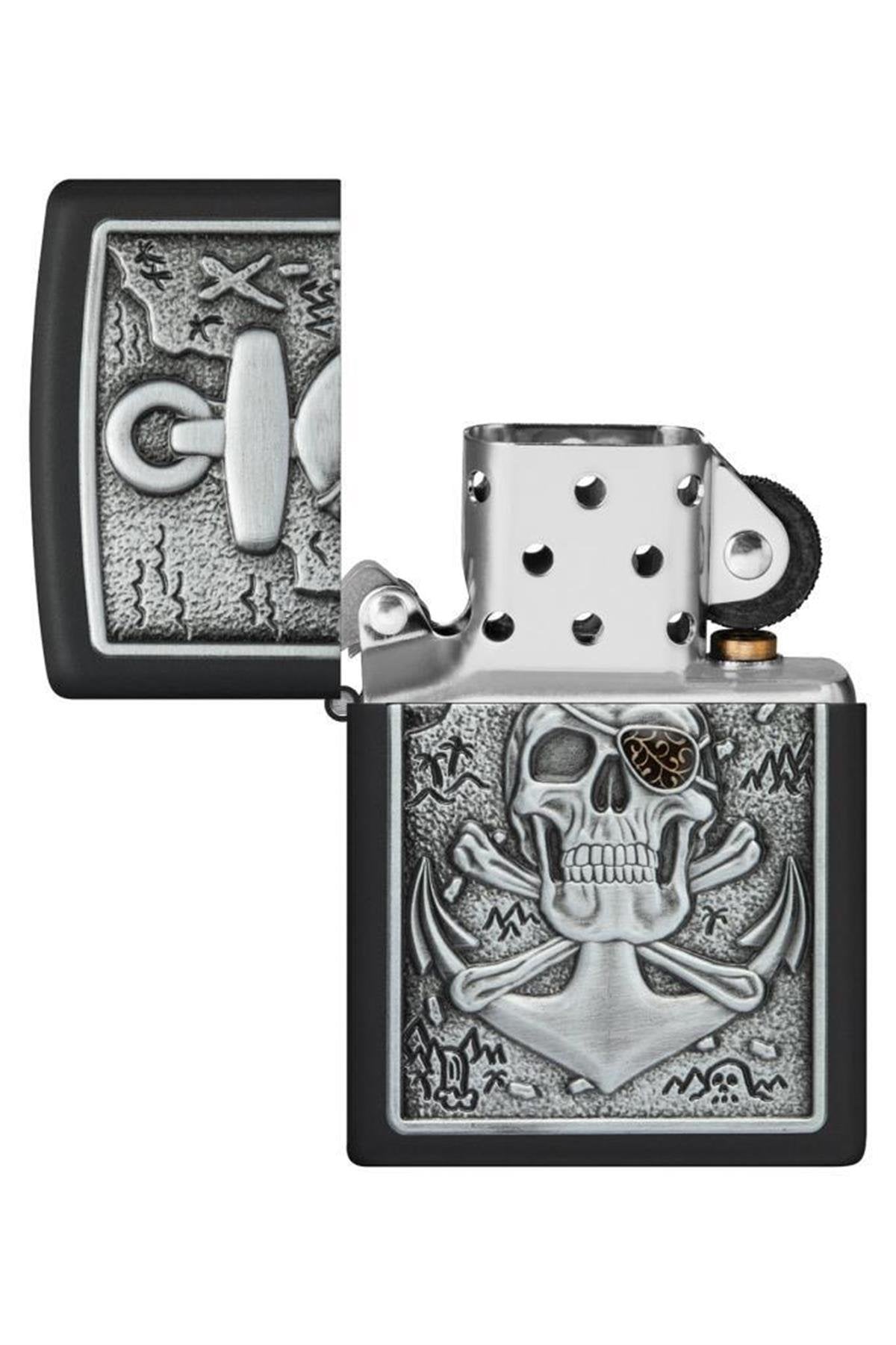 Zippo Techio Pirate Anchor Plaque Black Unisex