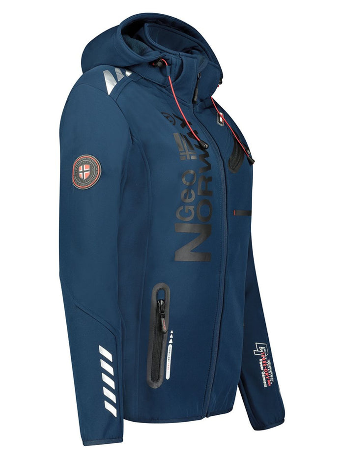 Geographical Norway Hooded Full Zip Windproof Softshell Outdoor Jacket Blue Women 3