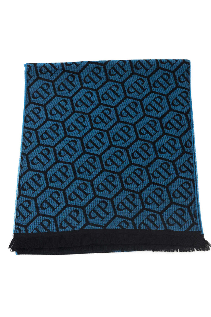 Philipp Plein Stola Logo All Over Blu 3