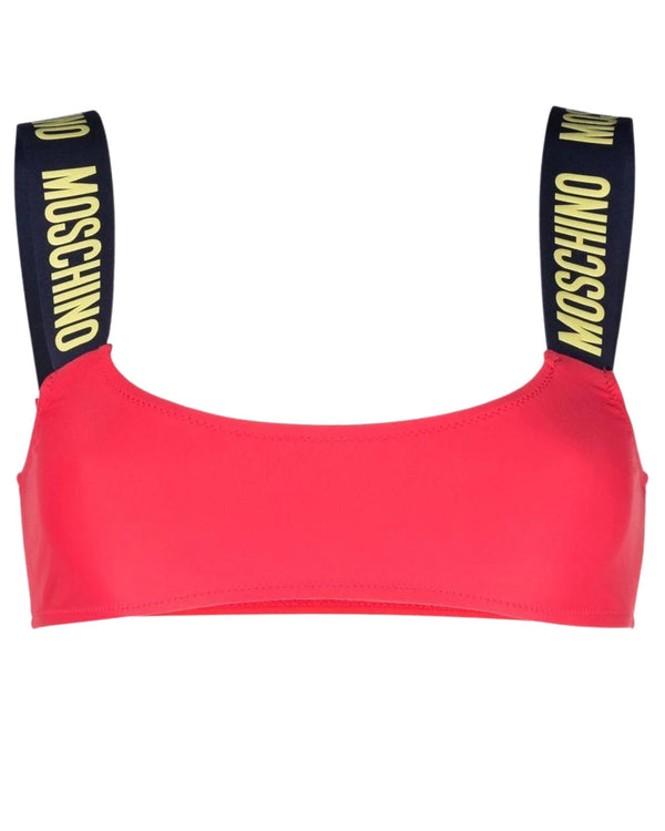 Moschino Swim Top Bikini with Red Logo Print