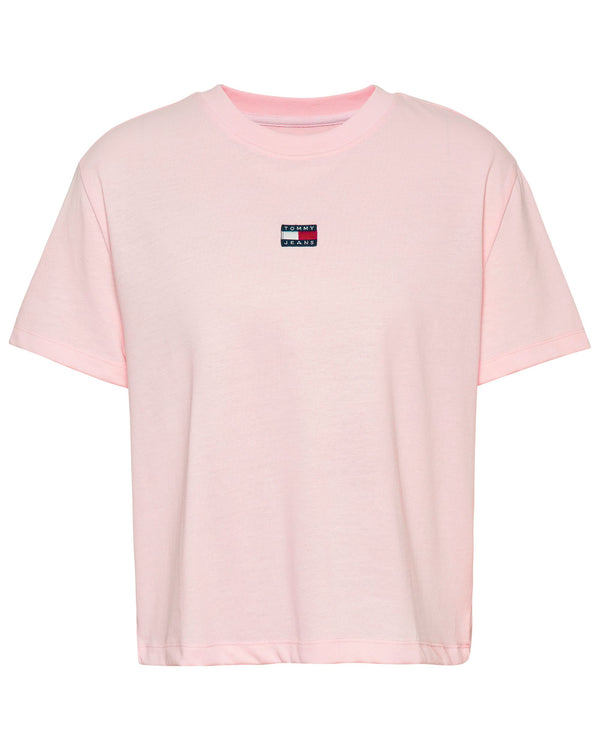 Tommy Jeans T-Shirt Badge Tee Cotone Rosa