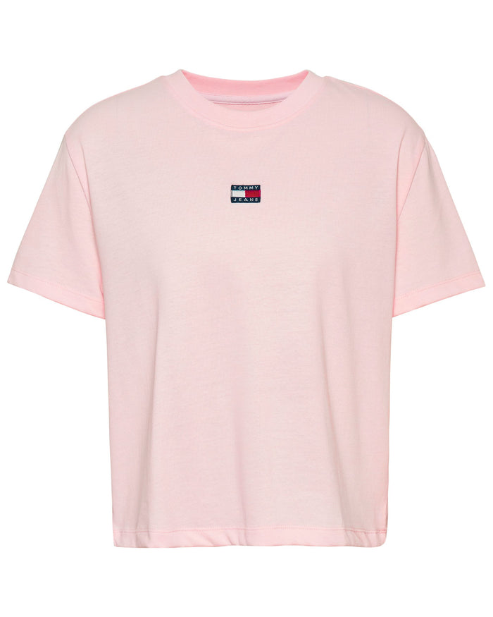 Tommy Jeans T-Shirt Badge Tee Cotone Rosa 1