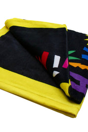 Moschino Swim Beach Towel Tropical Fruits Pattern Cotton Black