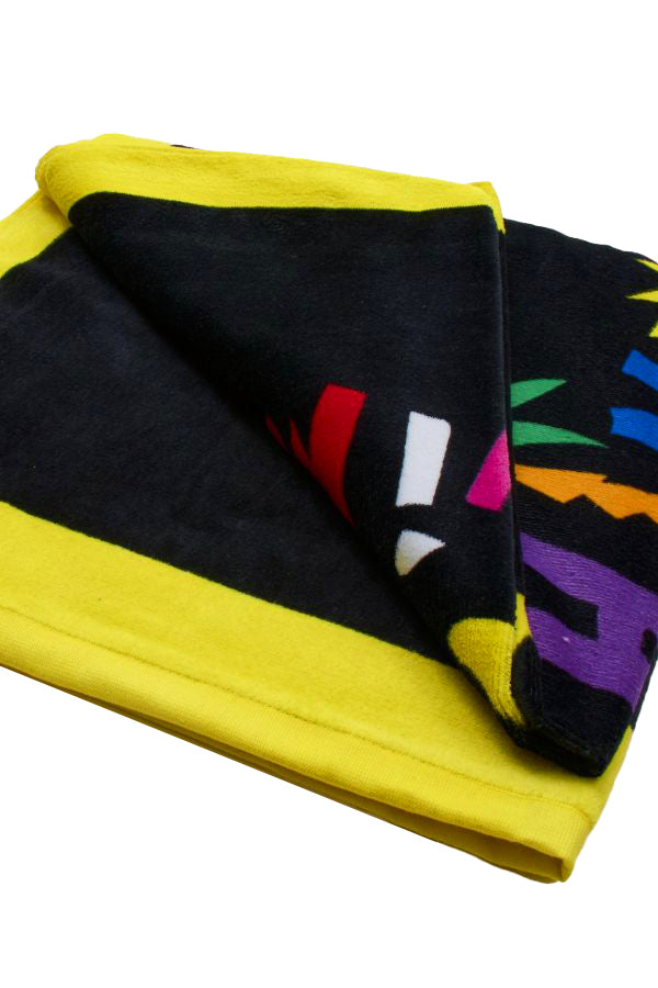 Moschino Swim Beach Towel Tropical Fruits Pattern Cotton Black