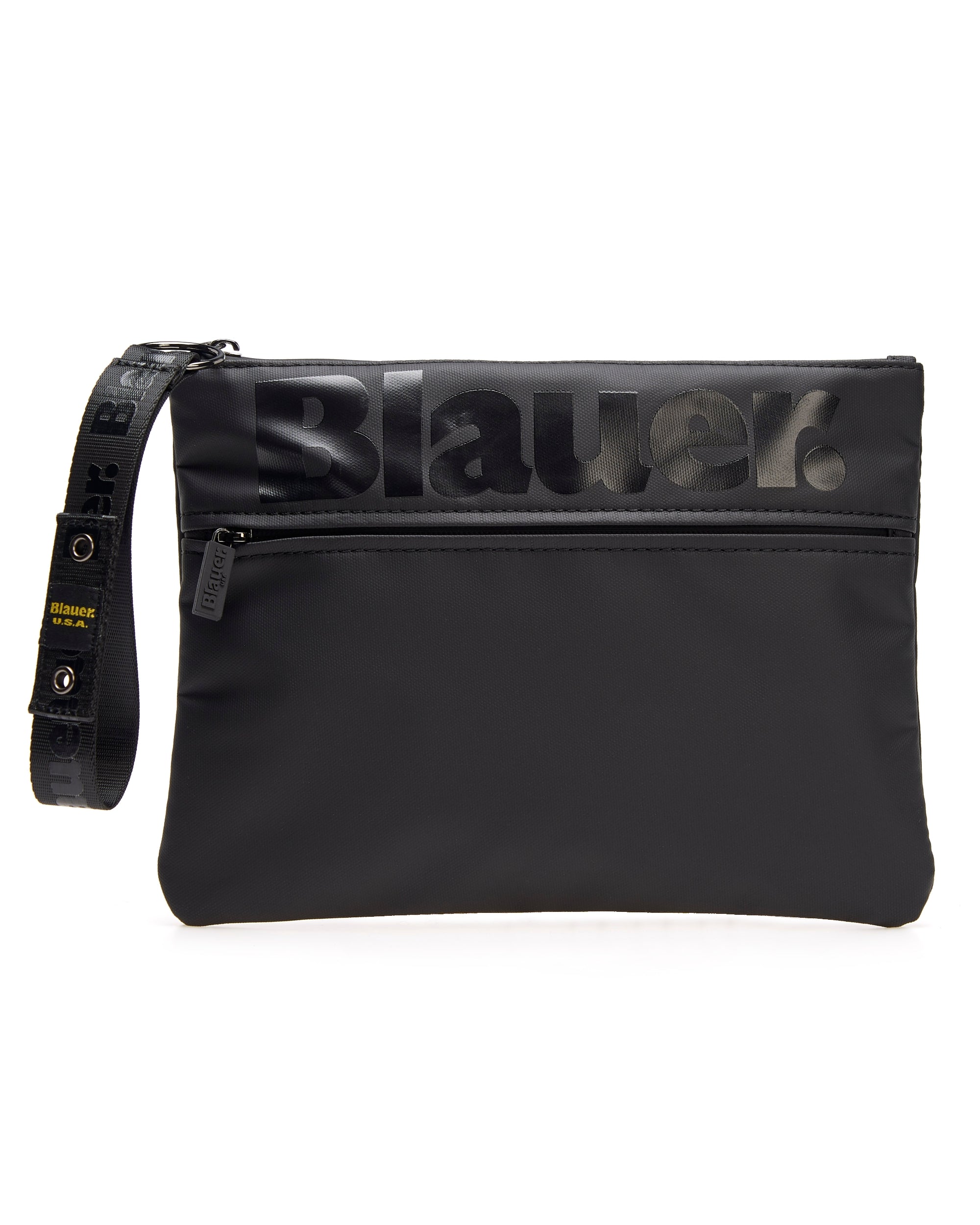 Blauer Borsa clutch borsetta polso mano pochette Strip Nero