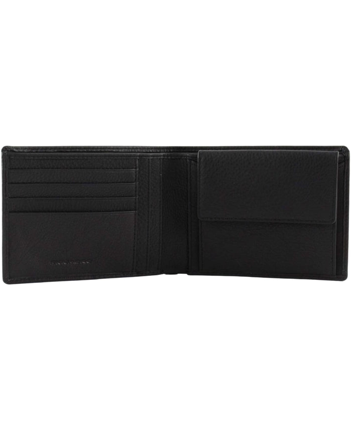 Piquadro Black Square Coin Purse With 6 Credit Card Slots 11cm Black Tobacco Leather Men 3