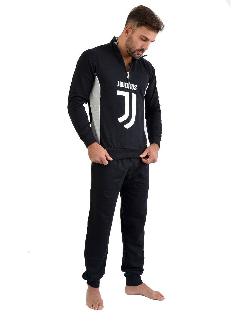Pigiama completo lungo Juventus fc calcio Nero Uomo caldo cotone