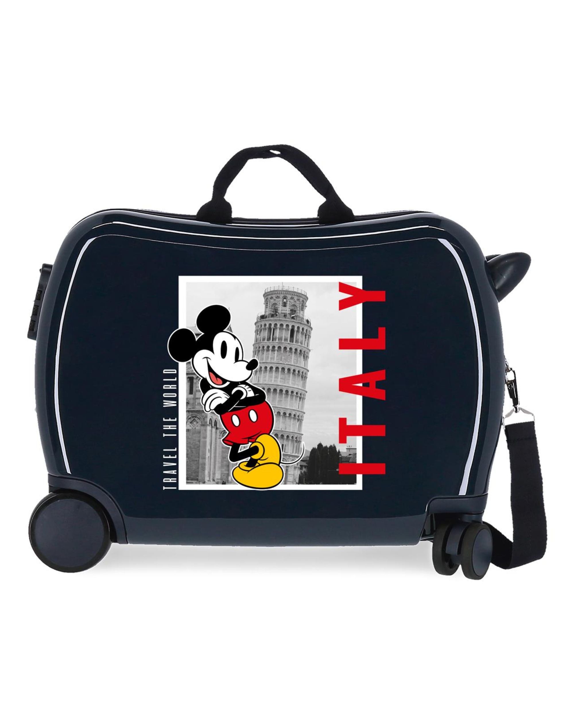 Disney Mickey Italy Blue 4 Wheel Ride On Suitcase Child