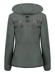 Geographical Norway Hooded Full Zip Windproof Softshell Outdoor Jacket Grey Women
