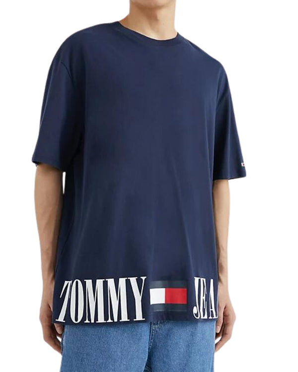 Tommy Jeans T-shirt Oversize Fit con Logo Grafico Blu in Cotone-2