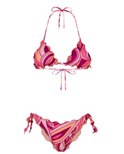 Mefui Bikini Triangolo Frou Frou E Slip Nodi Regolabile 'wet' Rosa Donna