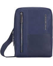 Piquadro Cross Over Shoulder Bag Unisex Women Nylon And Leather Blue Men