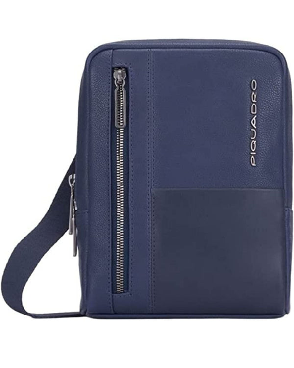 Piquadro Cross Over Shoulder Bag Unisex Women Nylon And Leather Blue Men