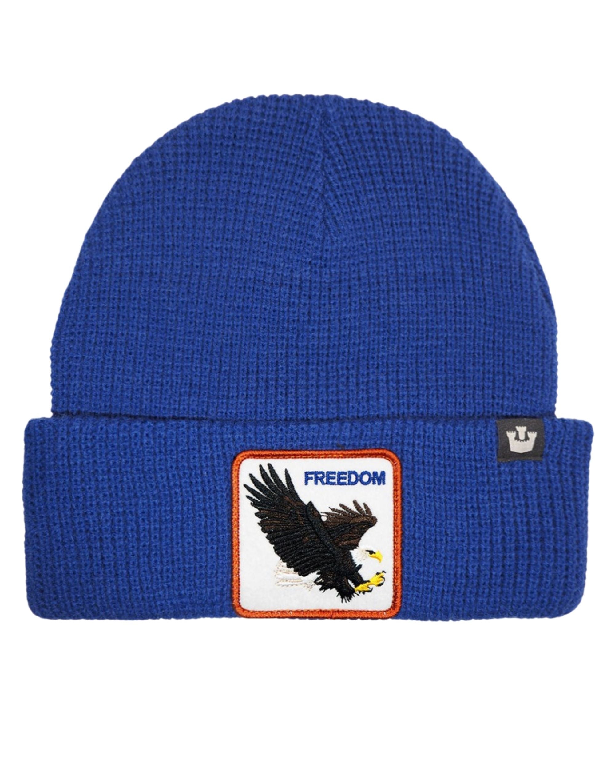 Goorin Bros. Cappello Beanie Hat Cuffia Con Patch Frontale E Logo Su Lato Blu Unisex