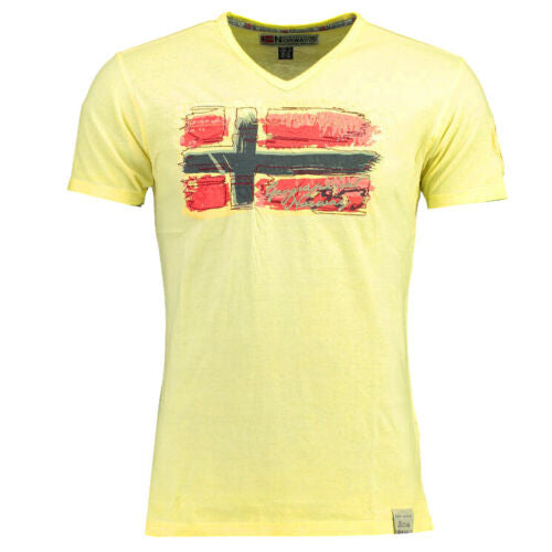 Geographical Norway Short Sleeve V Neck Yellow Men