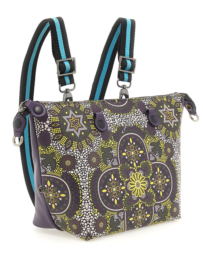 Gabs Zaino Trasformabile Hobo Shopper Tote Bauletto Arte Multicolore in Pelle 6