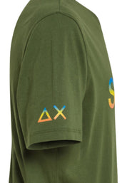 Sun68 Maglietta Manica Corta Beach Big Logo Cotone Verde T34141