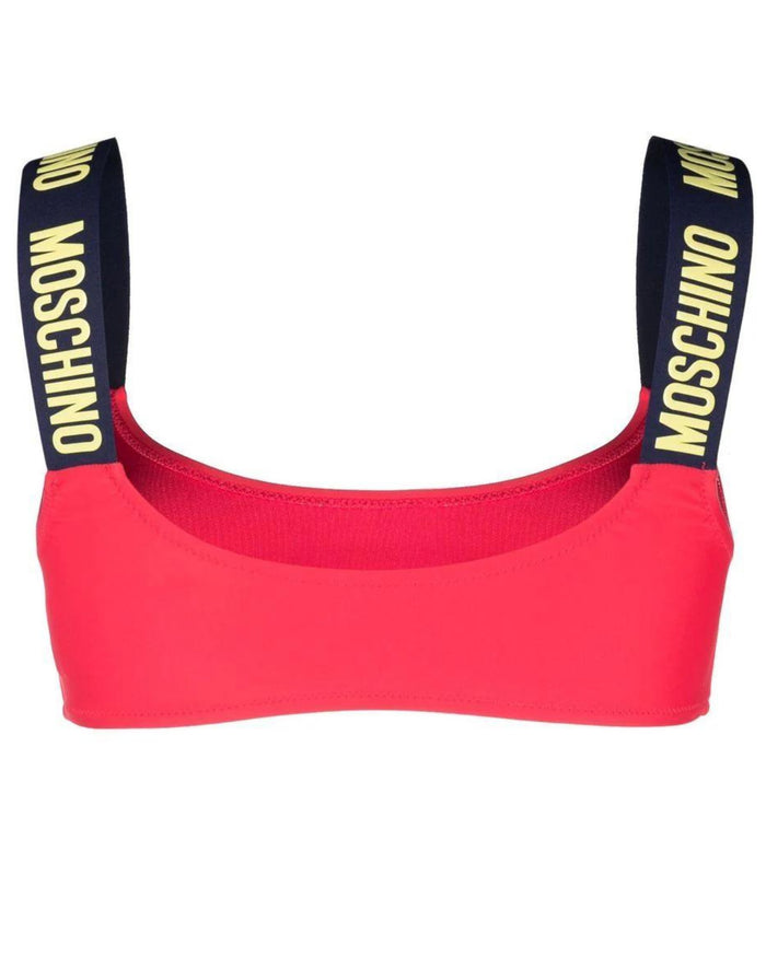 Moschino Swim Top Bikini con Stampa Logo Rosso 2