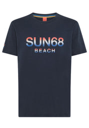 Sun68 Short Sleeve T-Shirt Big Logo Blue