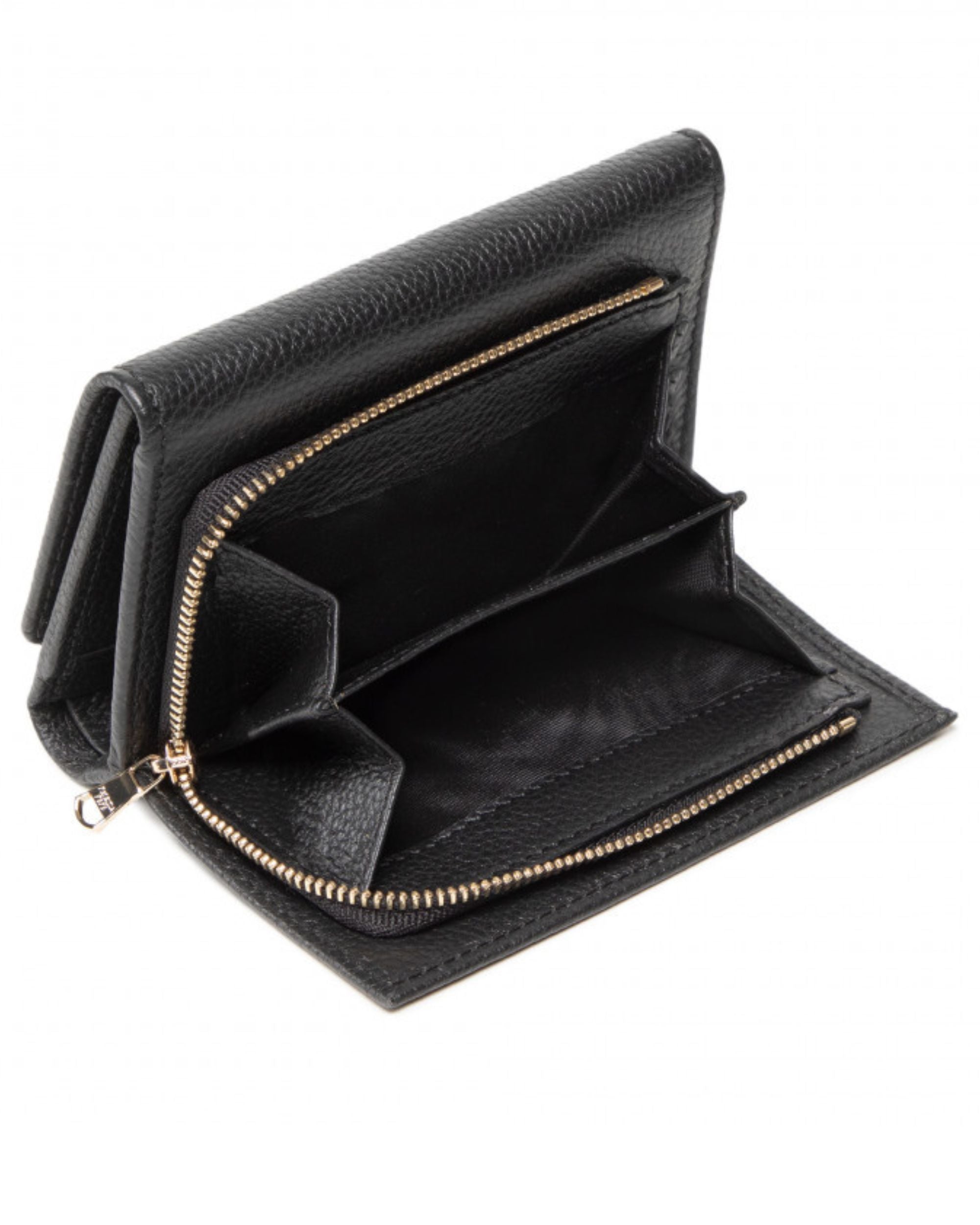 Patrizia Pepe Wallet External Zip with Flap Black Leather 