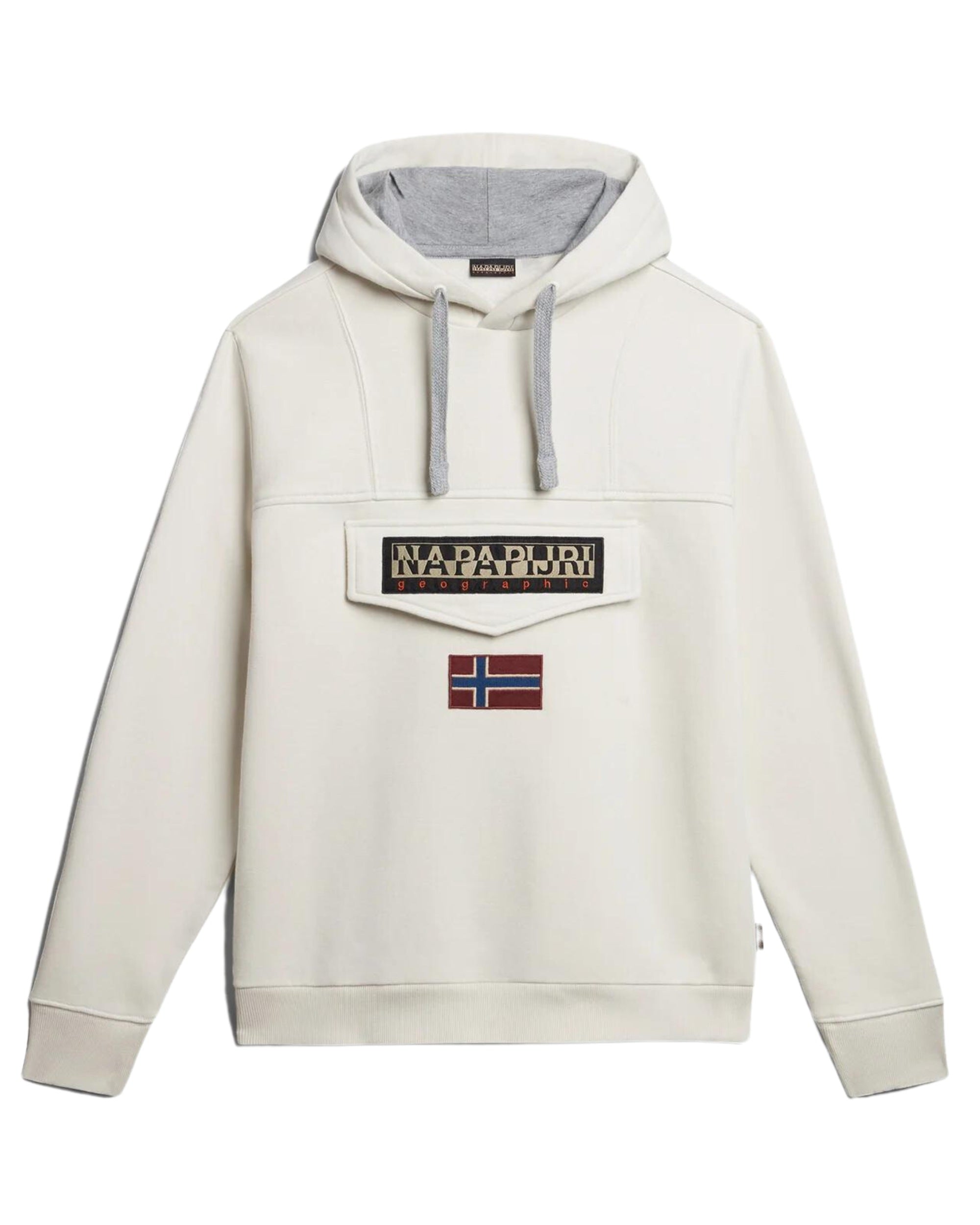 Napapijri Felpa Burgee con Cappuccio e Logo Bandiera Bianco