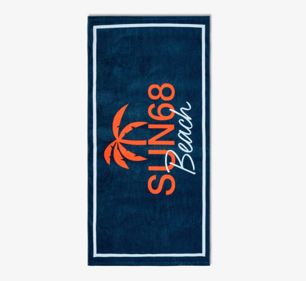 Sun68 Telo Mare Big Towel Logo 100% Cotone Arancio
