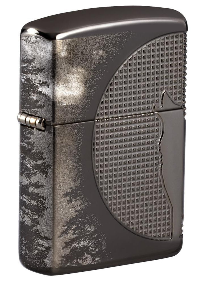 Zippo Wolf Design Armor Black Ice 360 ​​Degrees Silver Unisex 7