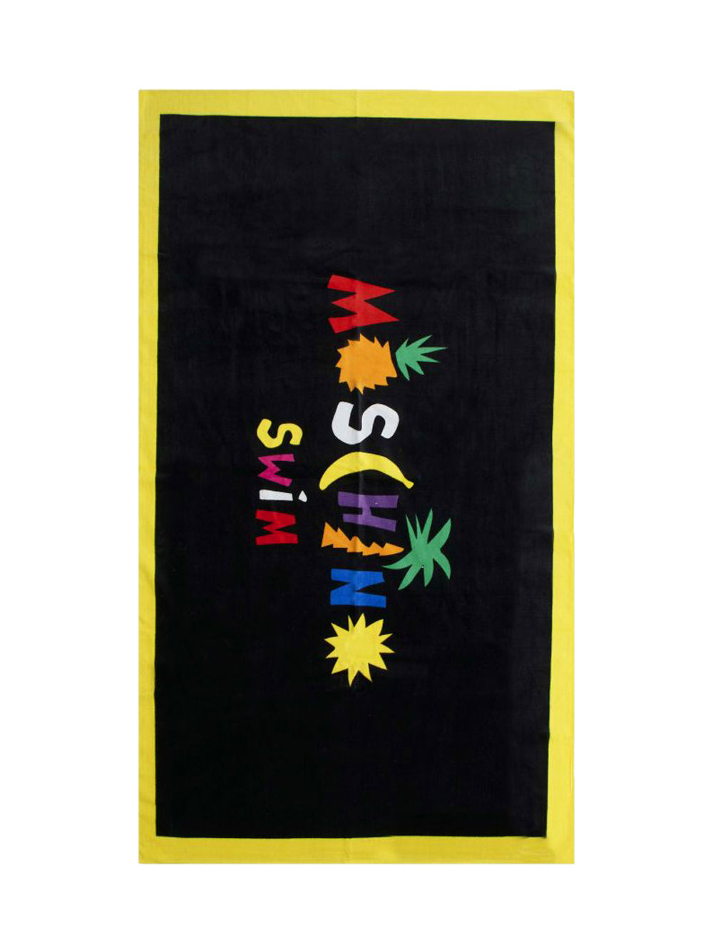 Moschino Swim Beach Towel Tropical Fruits Pattern Cotton Black